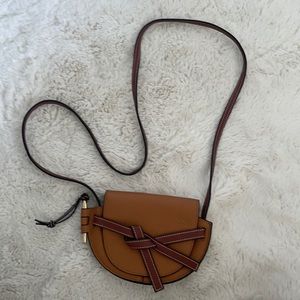Mini gate dual bag in canvas and calfskin.
